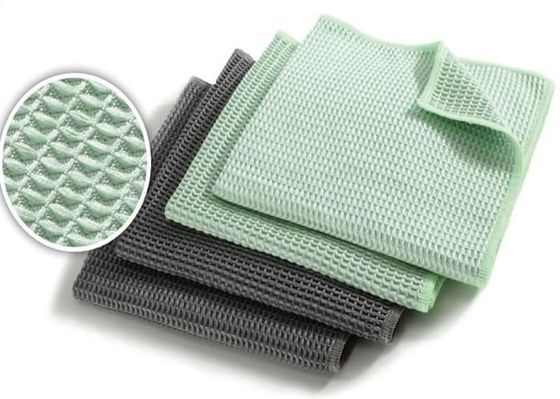 Green Black Microfiber Waffle Cloth
